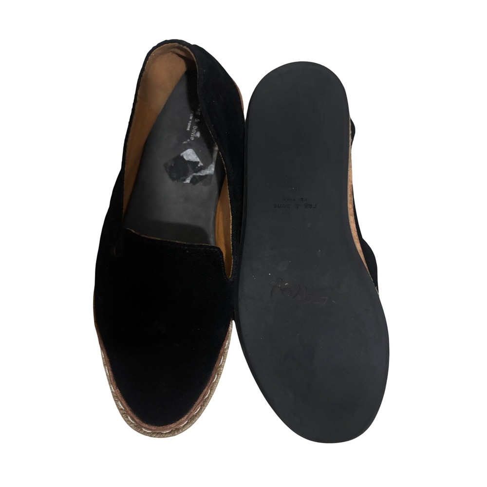 Rag & Bone Black Suede Espadrille Loafers Contrast Stitch Flats Size 38.5 - Picture 3 of 6